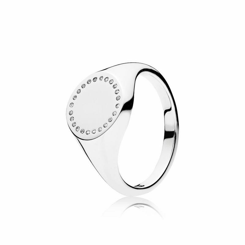 Pandora Circle Signet Statement Ring - Sterling Silver/Cubic Zirconia - Canada | RD4128KA